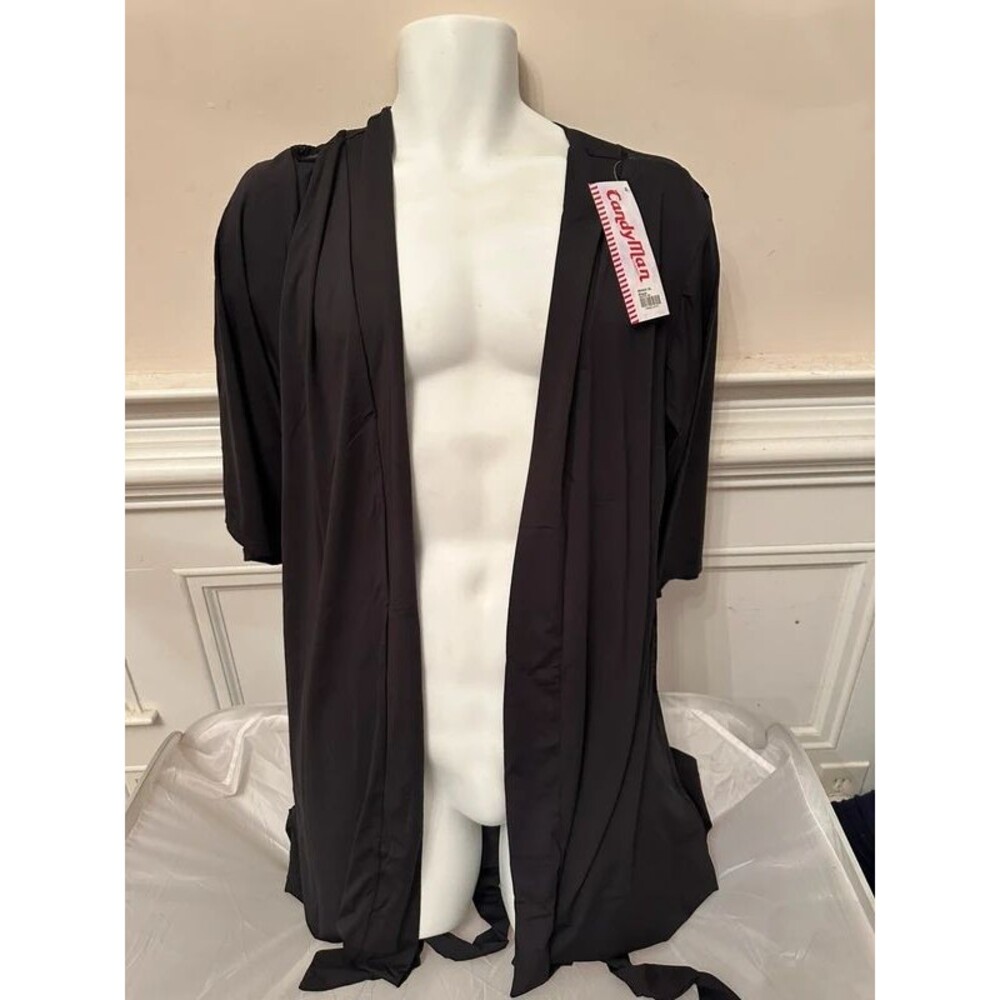 [MD] Men's Black "Best Man" Kimono Night Robe by CandyMan #99433 - Picture 2 of 2